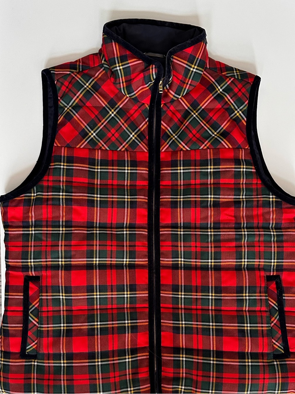 J. Crew Red Plaid Quilted Vest